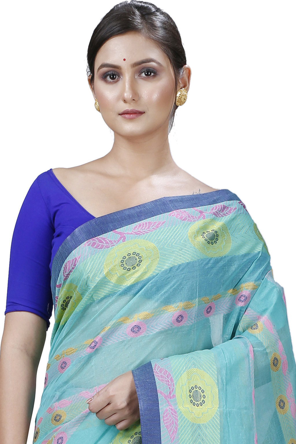 Green Pure Cotton Uttara Tant Saree (1136)